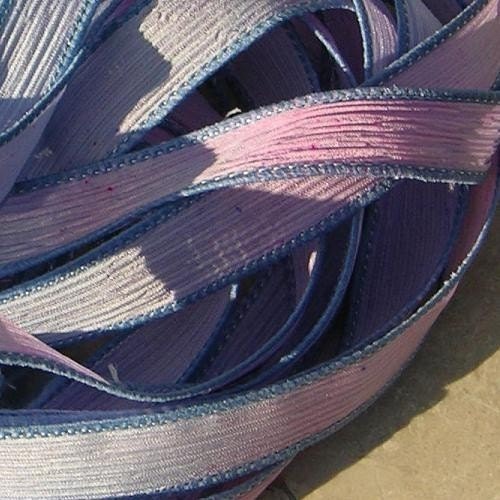 Jamn Angel Wings Hand-dyed Sewn Silk Ribbons  Soft Pastel Watercolor Pink Blue Lavender Baby Blue