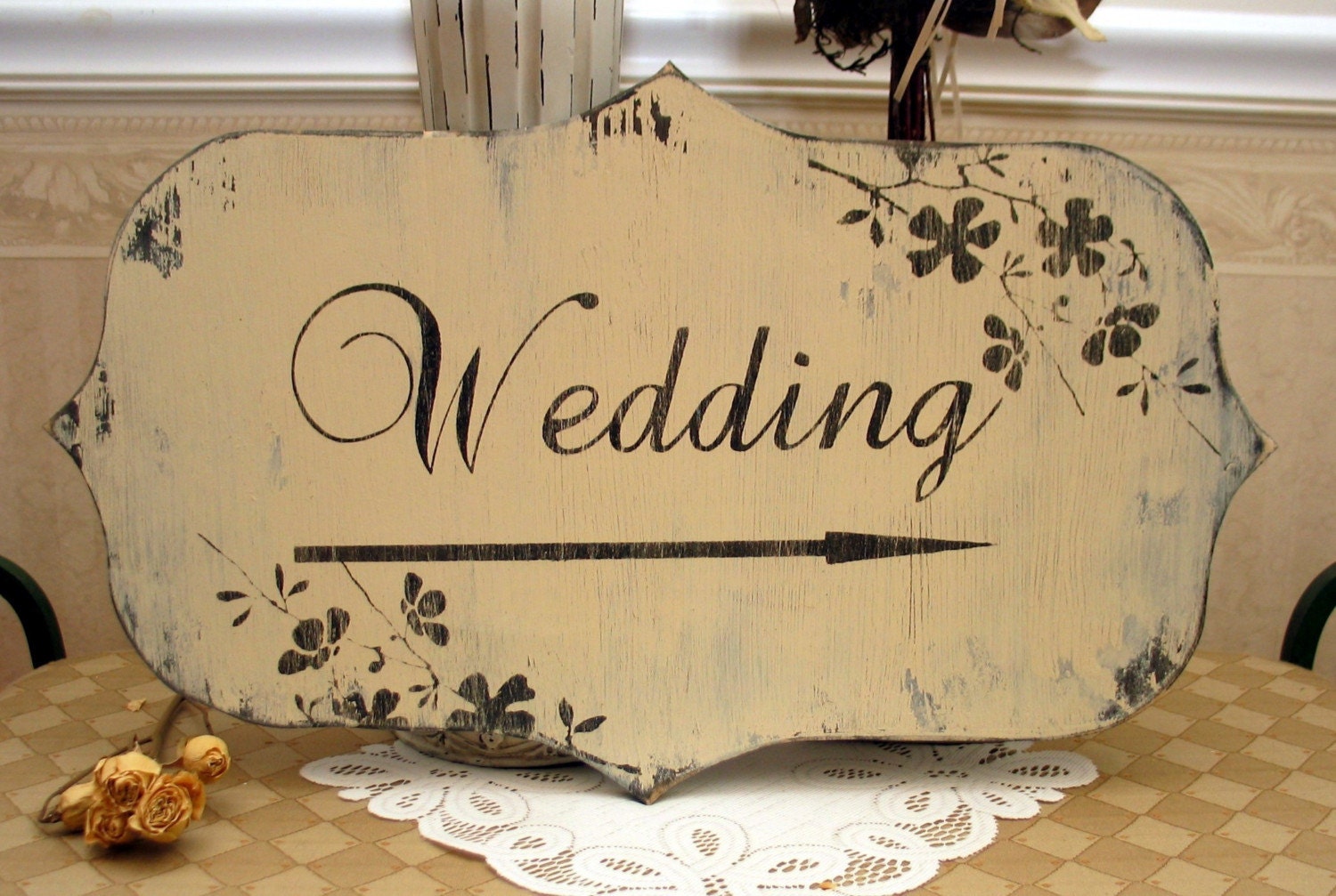 BRIDAL / WEDDING shabby signs with arrow and flowers SignsByDiane