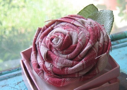 Fabric Flower Rose Flower Brooch in Watermelon