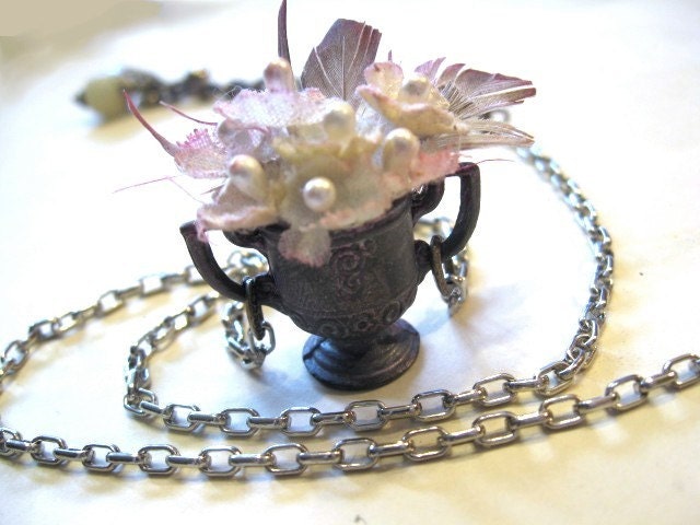 I Died Then Rose Again. Mini Funeral Bouquet Necklace.