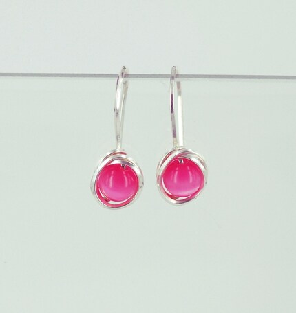Ear Candy - Pink Drops in Sterling Silver