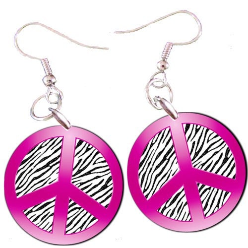 Peace Sign in Hot Pink with Zebra 