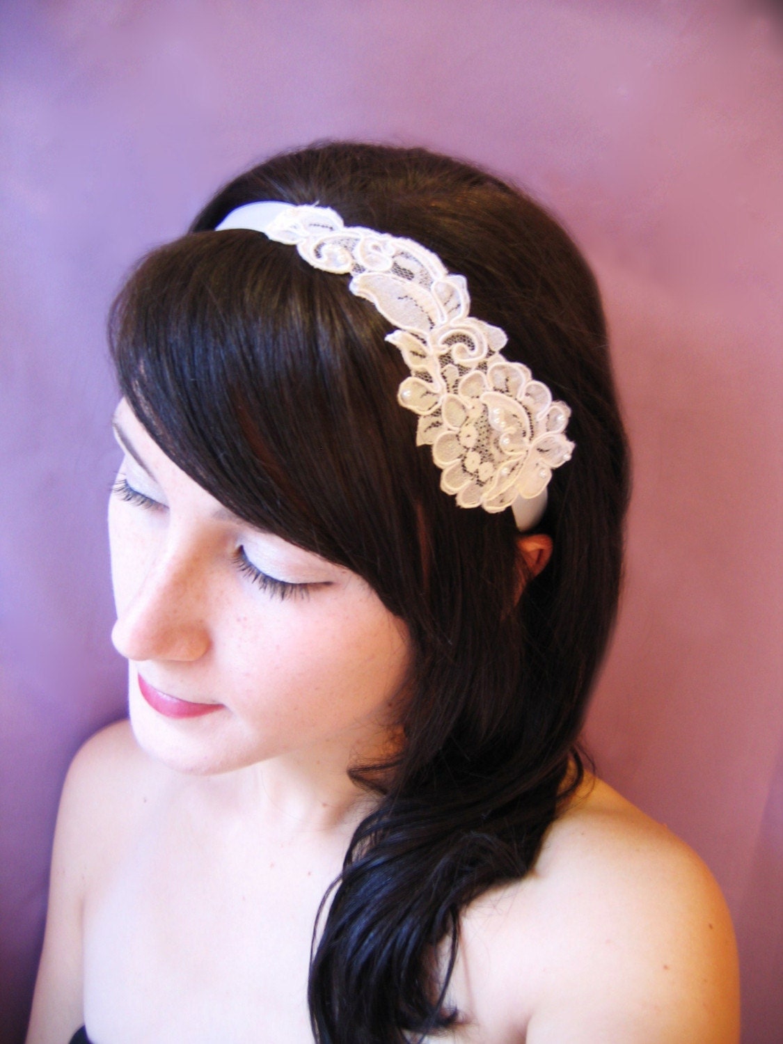 Lace Ribbon Headband in Black or White