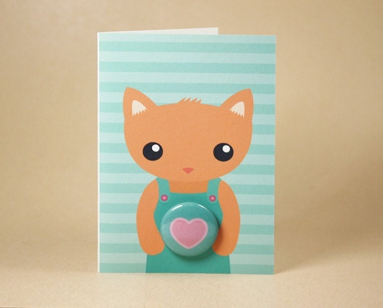 Kitty Cat Love Gift Card featuring Badge - Valentines Day