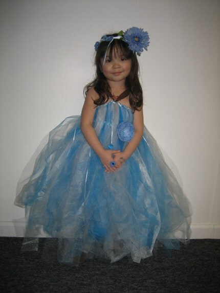 BLUE Snow Fairy or Snow Princess 2-Too-4 Tutu (Tutu Dress and Headpiece Set)
