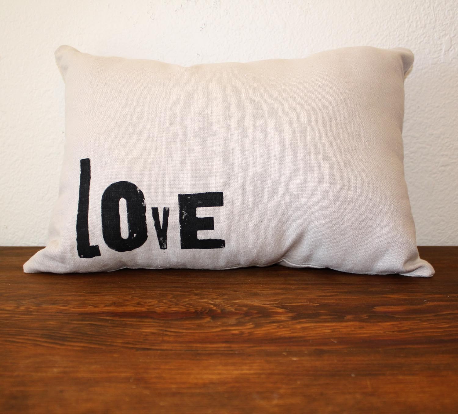 LOVE Hand Stamped Accent Pillow - Vintage Inspired