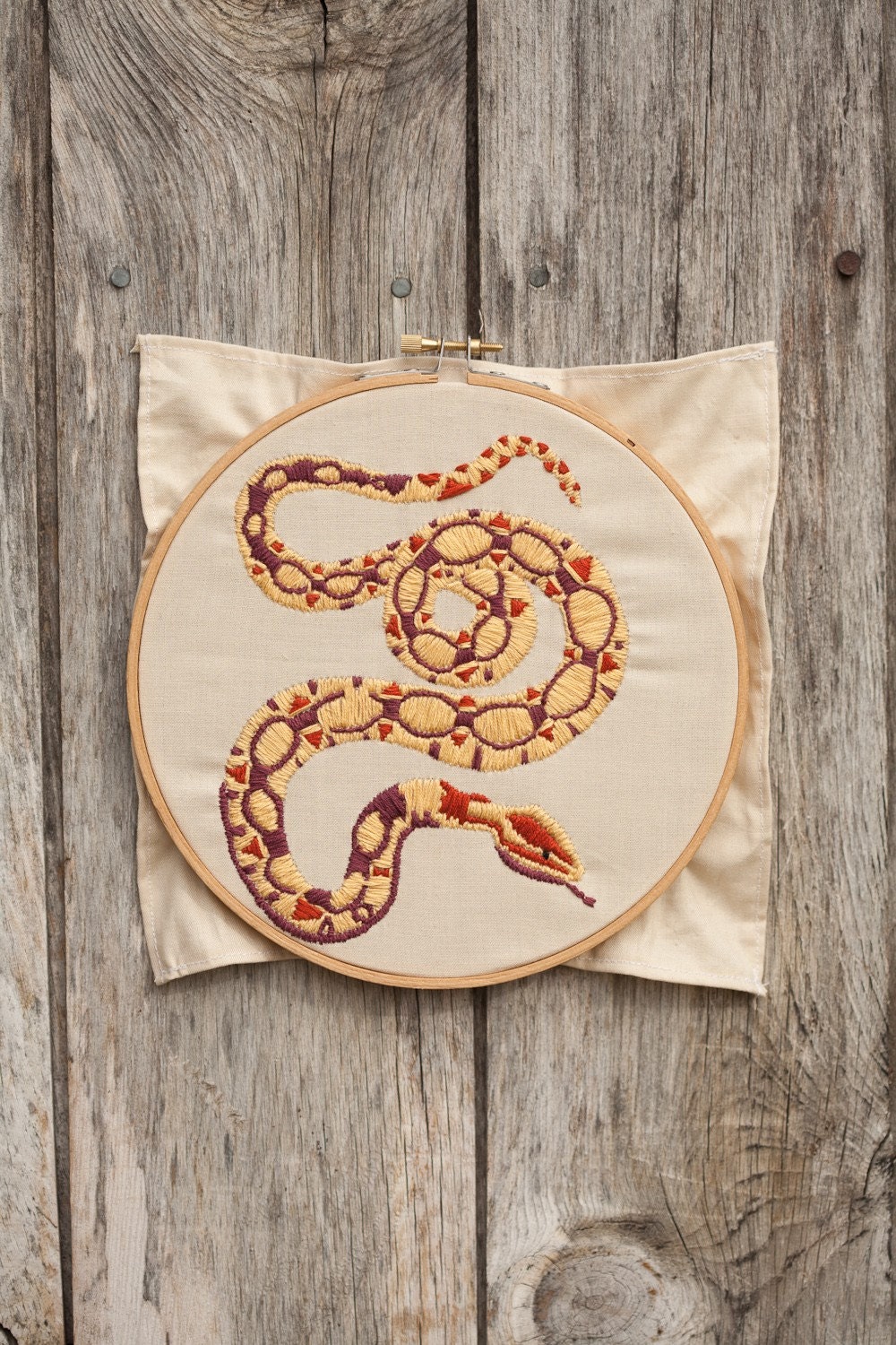 Yellow, Red and Maroon Serpent Embroidery