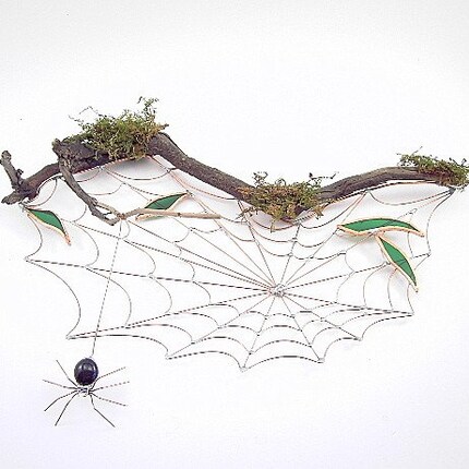 Driftwood Spider Web With Hanging Spider