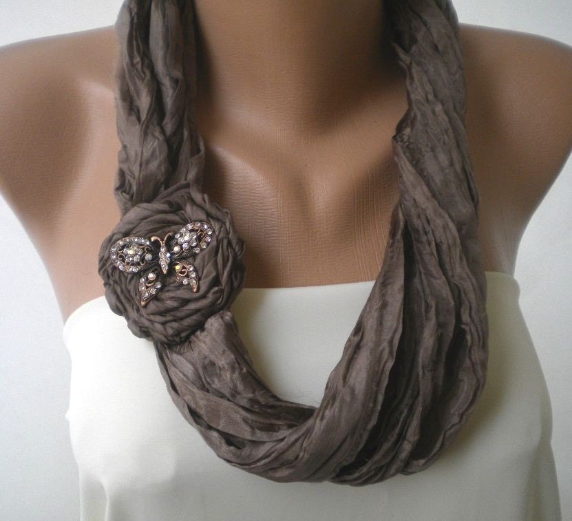 Statement Fabric Necklace with Silk wrapped flower