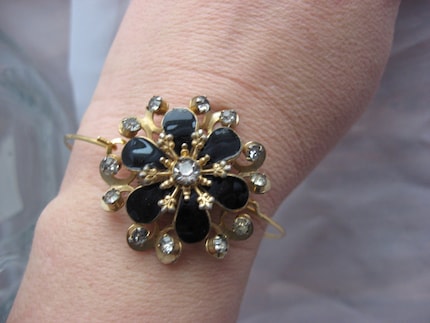 Royalty a revamped rhinestone and black cuff bracelet