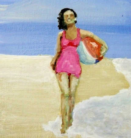 Original Hand Painted Vintage Beach Art on Canvas by MagicMarkingsArt on Etsy