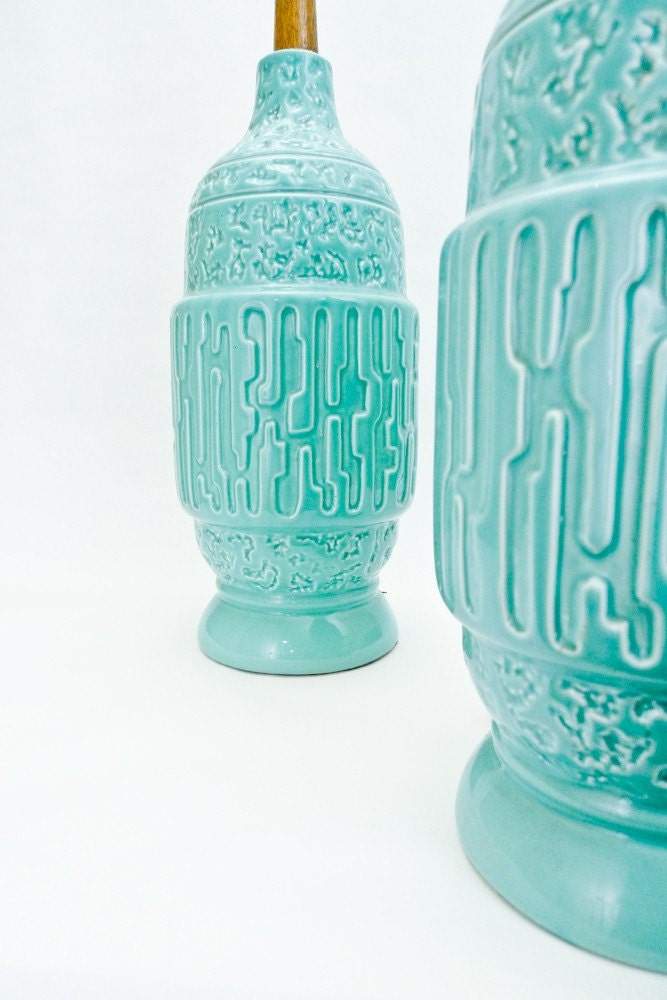 Vintage Pair of Turquoise Lamps
