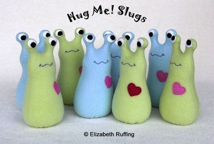 Name your own slug, Hug Me Slug, Original One-of-a-kind Art Toy by Elizabeth Ruffing, Small Sized, Fleece, Custom-made