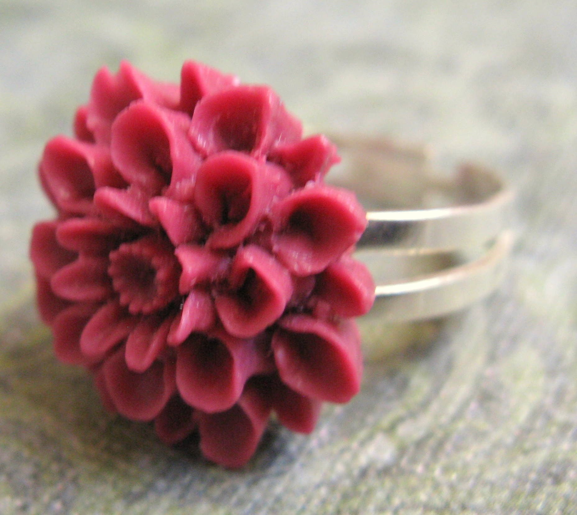 Pink  Wildflower Ring - Silver