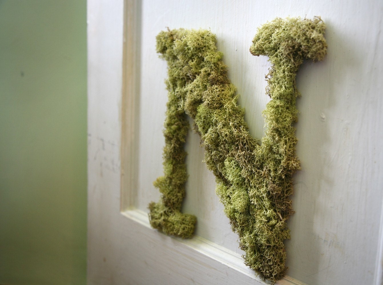 Letter N Custom Moss Hanging Wreath Initial
