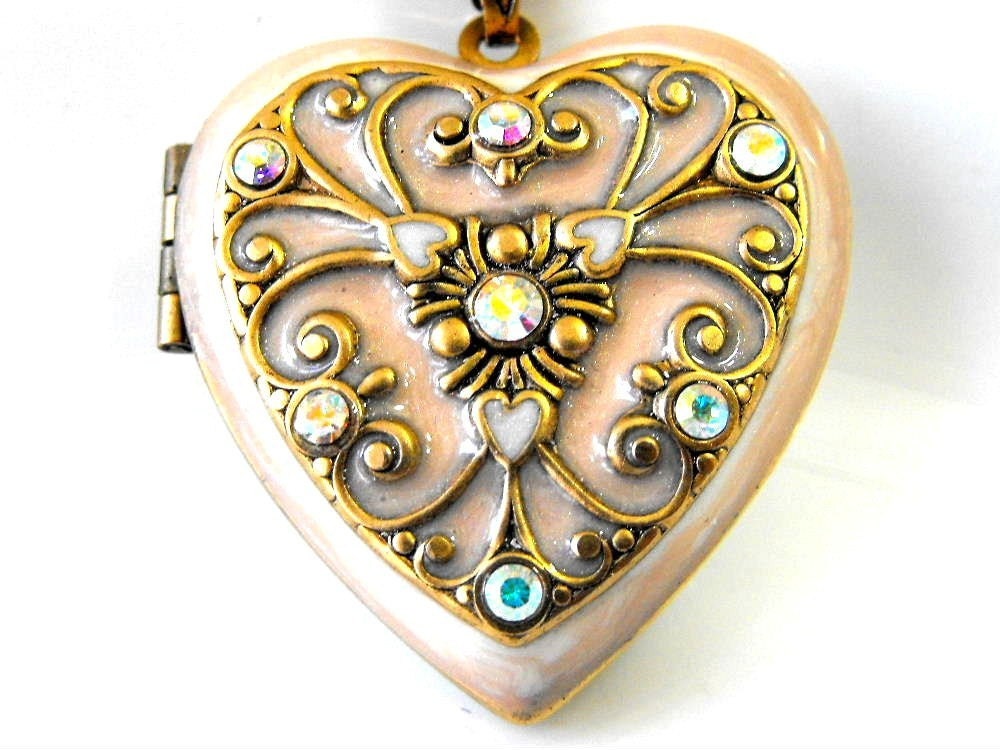 Swarovski Beige Heart Locket by RotsinaCreations on Etsy : baby shower pearl 