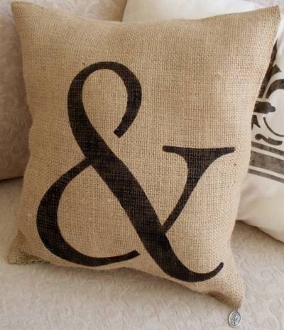 French Style Petit Coterie Ampersand Burlap Pillow