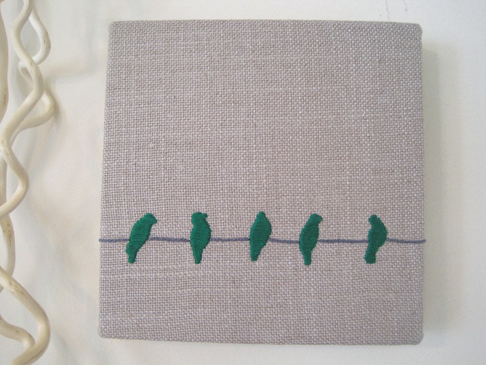 Birds on a Wire Wrapped Fabric Wall Art