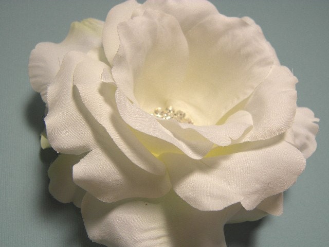 Deborah Sparkling White Silk Rose Bridal by SherriWeeseDesigns flower rose