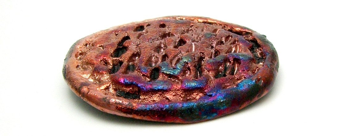 Copper Raku Fired Ceramic Cabochon Tile Raku Jewelry Supplies Handmade by MAKUstudio