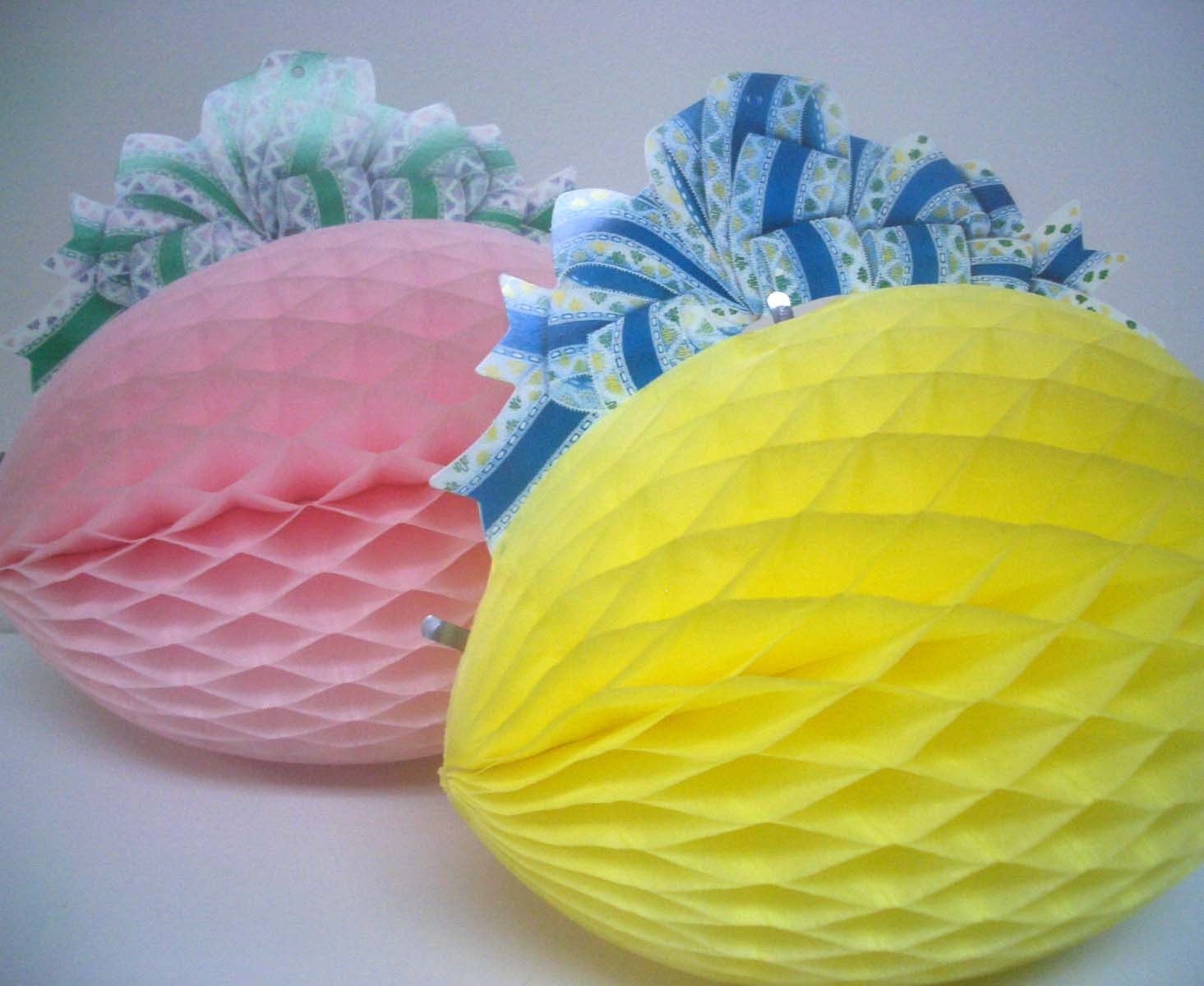 Retro Pink and Yellow Easter Egg Paper Decorations