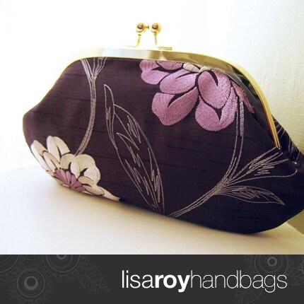 Leigh clutch wristlet in gorgeous plum embroidered floral