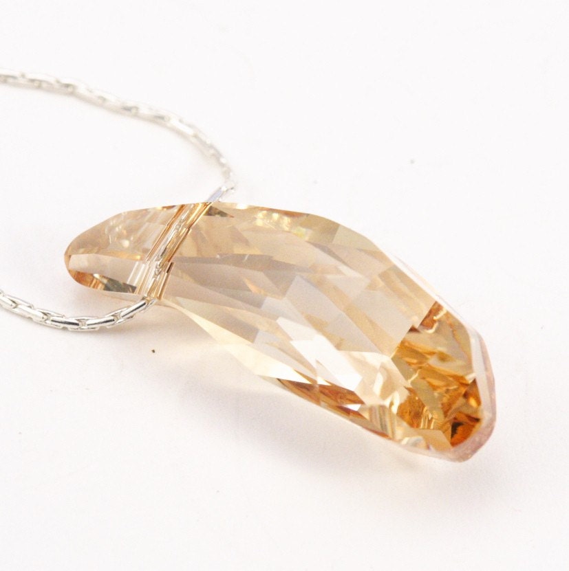 Golden Dewdrop Crystal and Sterling Silver Necklace