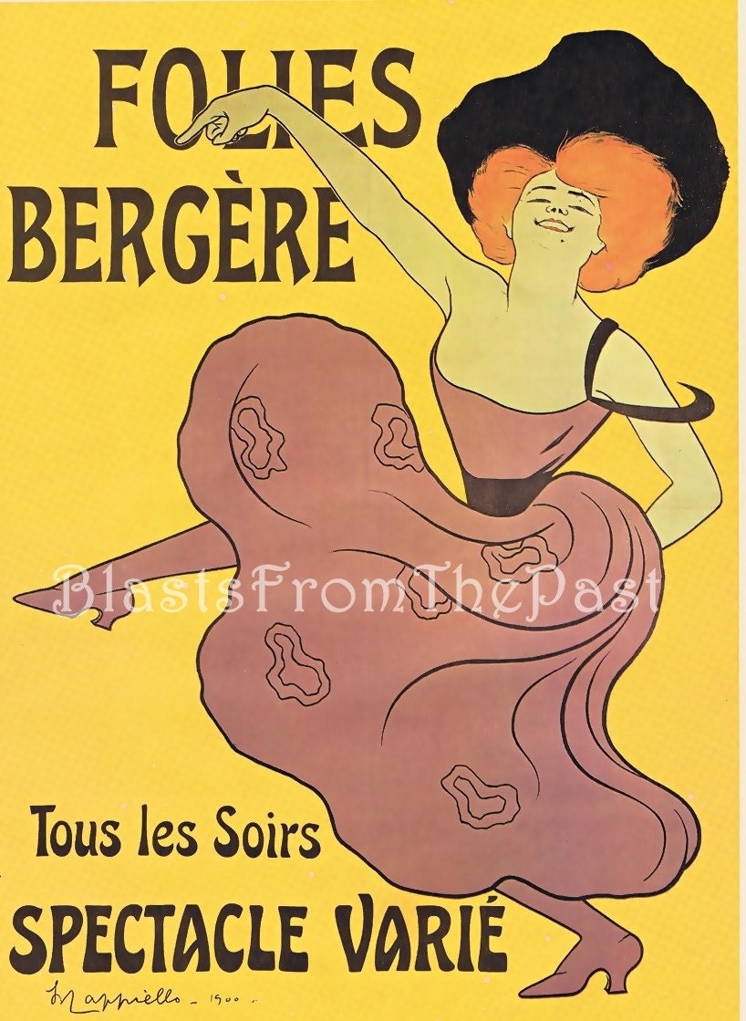 1977 FOLIES BERGERE 'Tous les Soirs' c. 1900 -- OVERSIZED 11X16