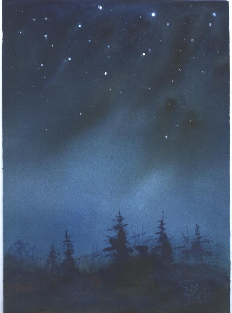 DUSK celestial landscape painting by Jim Smeltz