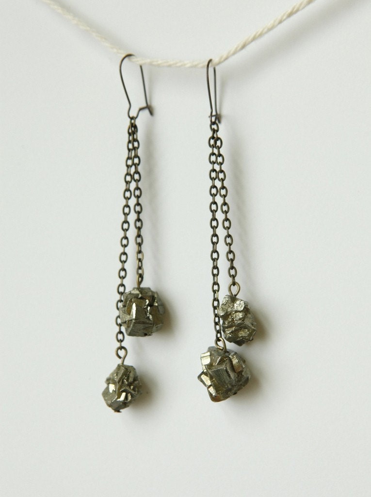 fools gold pyrite statement earrings