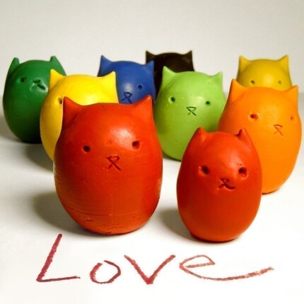 Kitty Egg Crayons- 6 Colors- Easter Gift