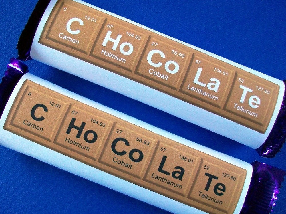 Science Elements - Cadbury Chocolate Bar Personalized Wrapper - Printable PDF Download