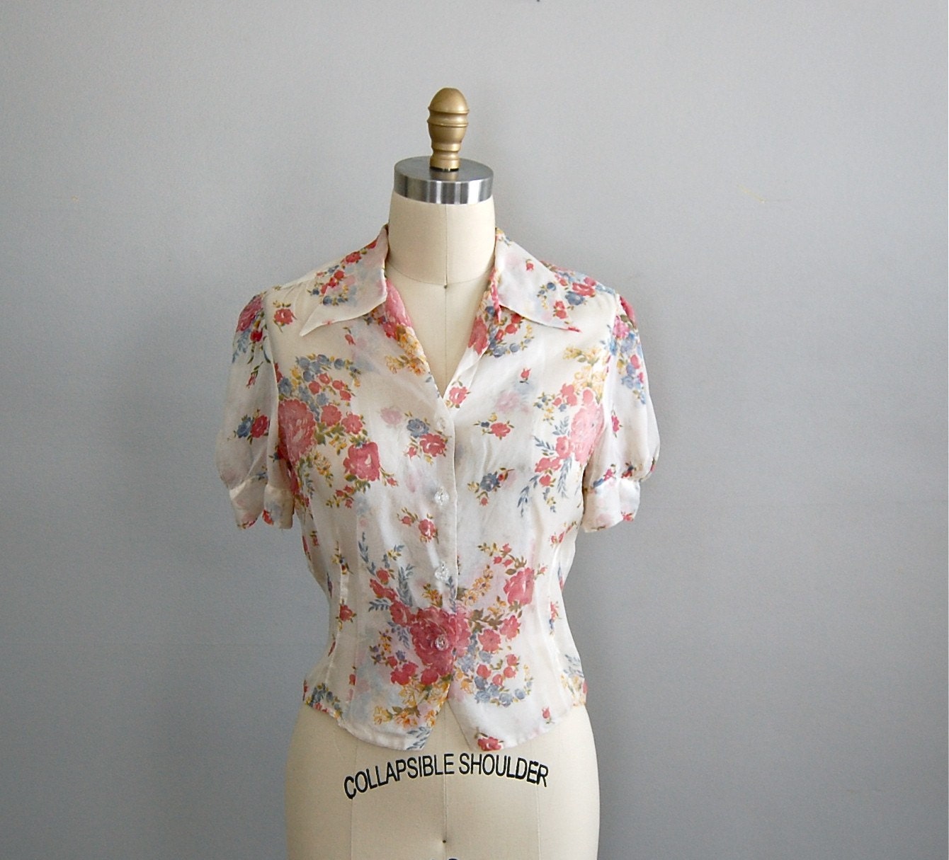 vintage 1940s SPRING BLOOM blouse