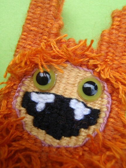 Orange Tapestry Monster Brooch- Hirsute Horatio