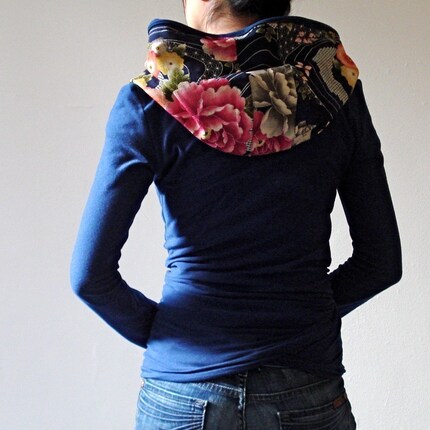 Hoodie Wrap, Japanese Print and Organic Soy Jersey - KANA, 13 Color Combinations, Customize Yours