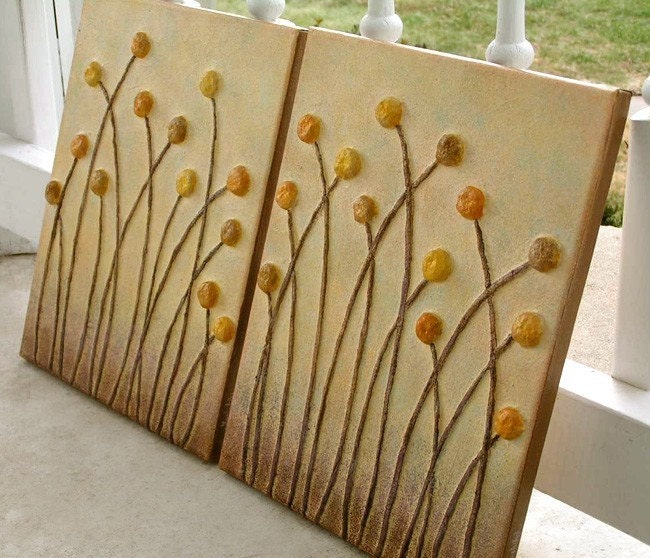 2pc 3D Relief Wall Art --Golden Meadow-- Made To Order