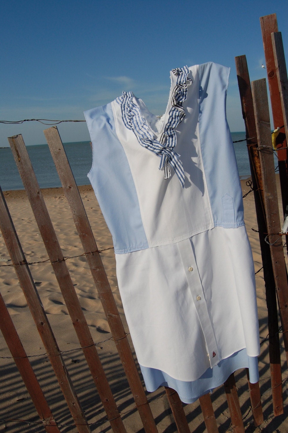 Summer Dress made from recycled men's dress shirts - Shirtback Dress I
