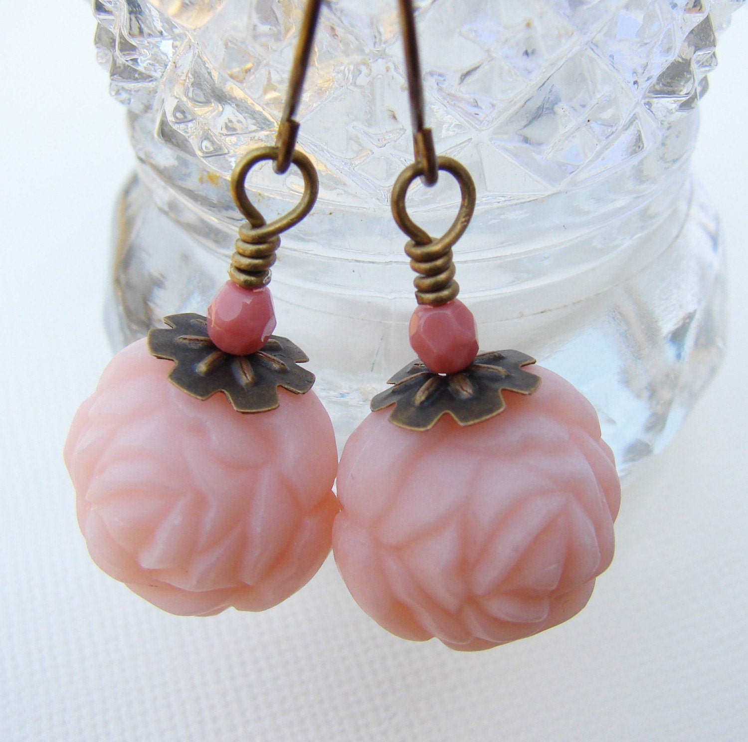 Vintage Rose Bead Earrings