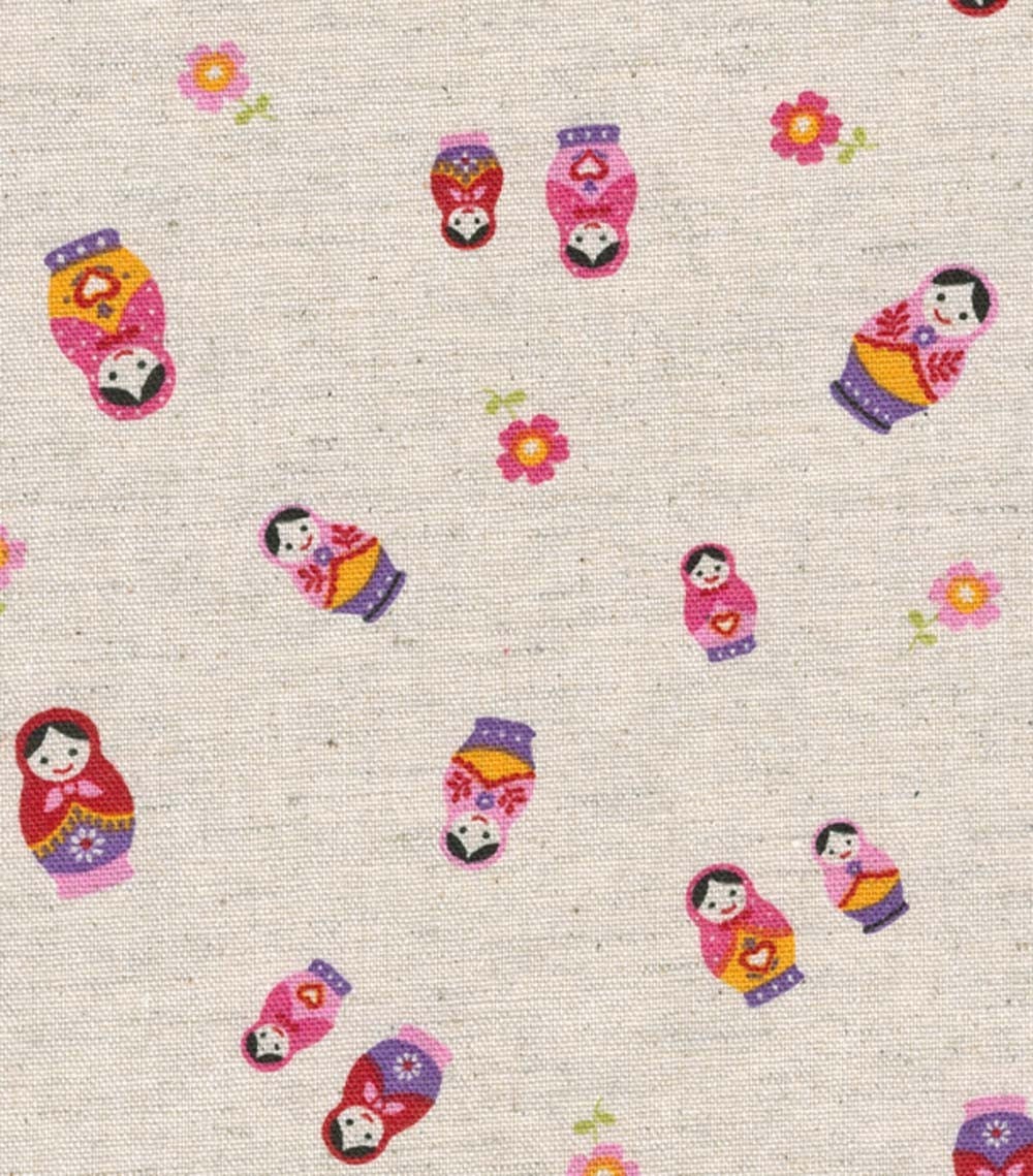 Pretty Matryoshka on Natural - Japanese Fabric Half Yard