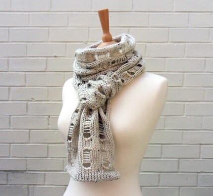 Chunky Soft Scarf Knitted with Hand Dyed Yarn
