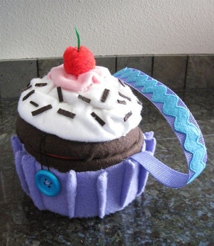 Cute Light Purple Cupcake Purse (can be custom made to your favorite colors and flavors)