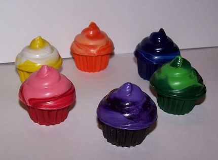 Half a Dozen Silly Swirl Cupcake Crayons-- Packaged and Ready for Gift Giving