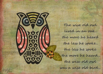 Original Art Print Wise Old Owl