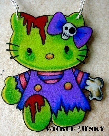 zombie hello kitty tattoo style necklace