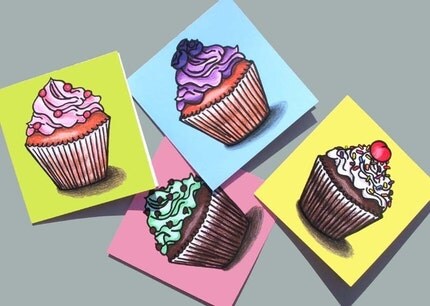 Cupcake Note Cards - Set of 8