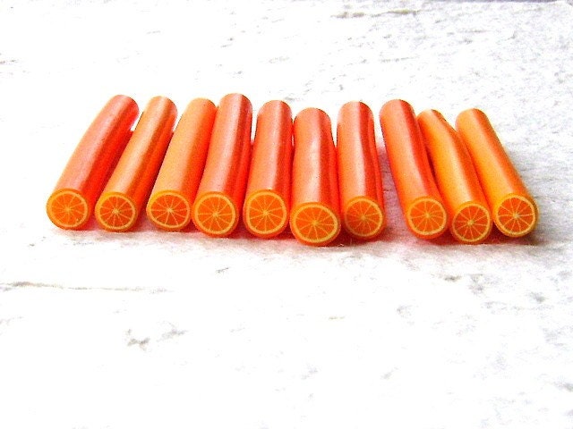 Polymer Clay Cane Sticks Fruits Oranges 10 Set