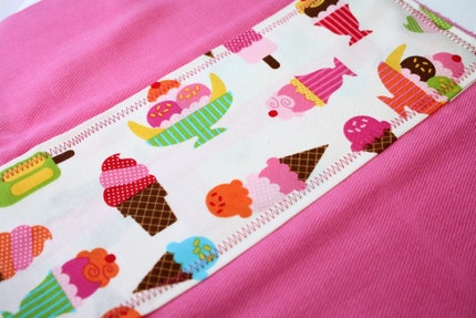 Ice Cream sweets hand-dyed pink burp cloth