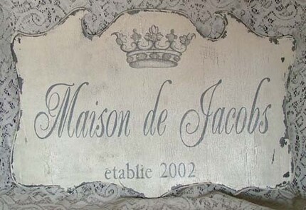 Custom Family sign FRENCH Crown handpainted