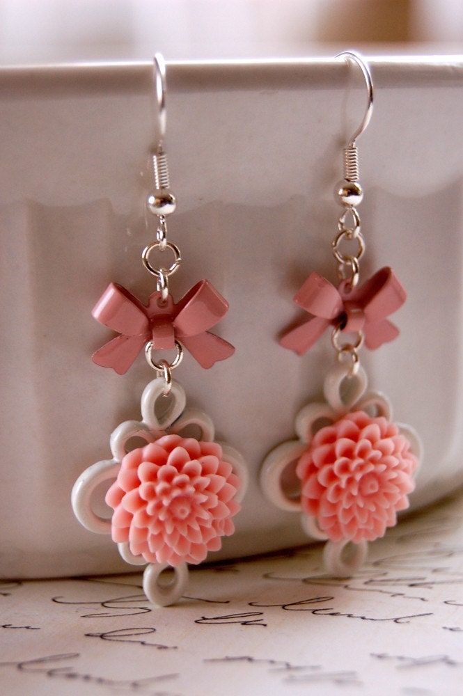 Pink and White Chrysanthemum Earrings Buy 3 Get 1 Free