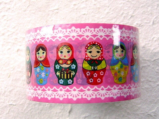 Kawaii Cute  Japanese Sticker Tape Matryoshka Russian Dolls PINK